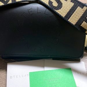 Stella Mc Cartney Wallet with Strap in Black Eco Soft Leather. Brand New.